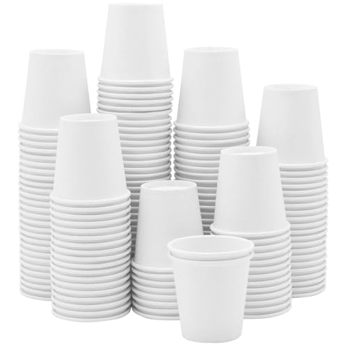 Comfy Package [300 pièces] 90 ml Tasses en papier blanc de, petites, jetables pour la salle de bain, espresso, gobelets de bain de bouche.
