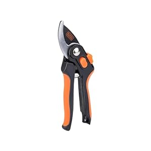 BLACK+DECKER Snoeischaar, 20,3 cm, geharde stalen messen, snijdikte 13 mm, zwart/oranje