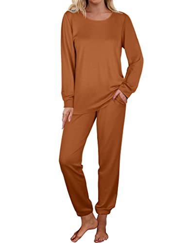 Image of Aloodor Sweatsuit for Women 2 Piece Outfits for Womens Crewneck Sweatshirts Pullover