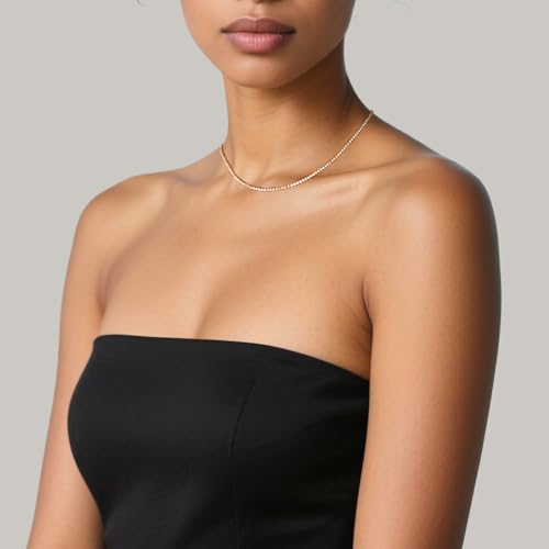 Dainty Tennis Necklaces for Women 14K Gold Plated Thin CZ Tennis Necklace Faux Diamond Tennis Chain Adjustable Tennis Choker Necklace for Women Necklace for Prom3
