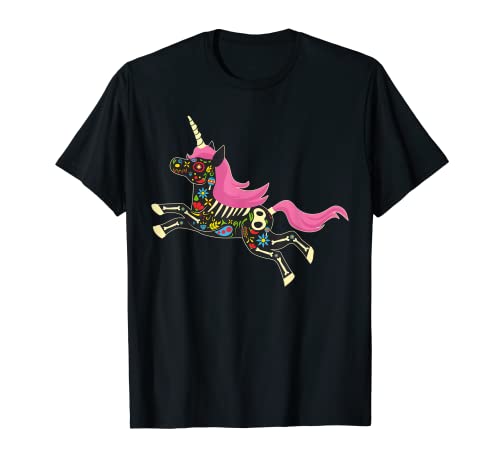 Esqueleto de unicornio mágico Calavera Calavera Skull Halloween Camiseta