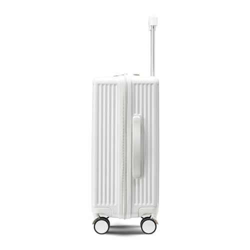 Image of Polycarbonate Laptop Cabin Trolley Bags for Travel with Cup Holder | 55cm Trolley Bag | 8 Spinner Wheels for Smooth Ride| Premium Trolley Bags (White)