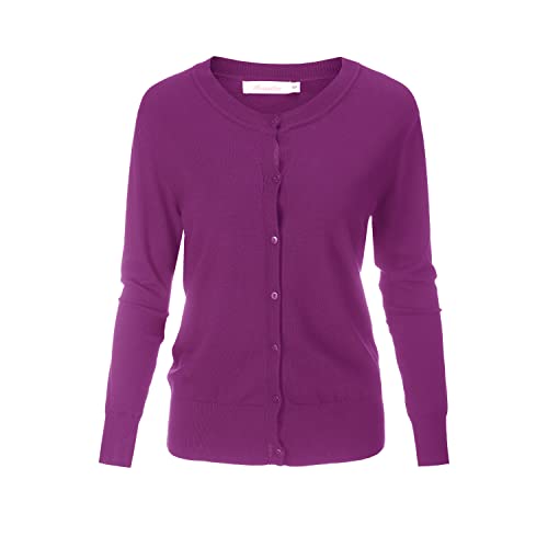 Women's Crew Neck Button Down Long Sleeve Cardigan Sweater #TOP4