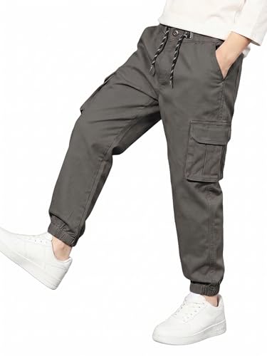 Image of A.T.U.N. (ALL THINGS UBER NICE) Boys Cotton Cargo Pants | Soft Comfortable Casual Wear | Relaxed Fit Trousers with 6 Utility Pockets | Adjustable Waist for Daily Outdoor and Travel Use