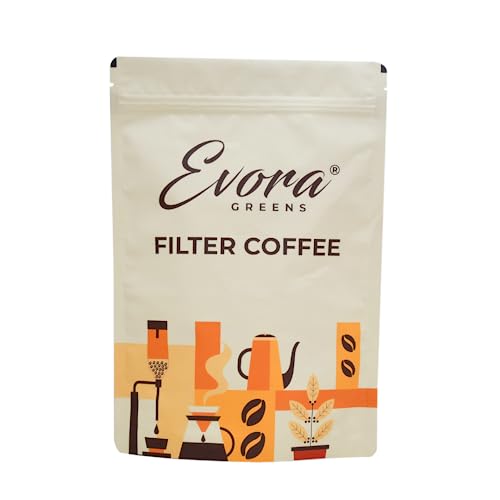 Image of Evora Greens Filter Instant Coffee | Arabica Robusta Chicory Blend | South Indian Style Strong Taste | Hot Filter Coffee | Makes ~50 Cups | 500g Glass Jar