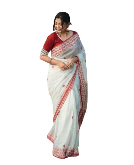 Image of Flosive Women's Woven Cotton Silk Saree With Unstitched Blouse Piece