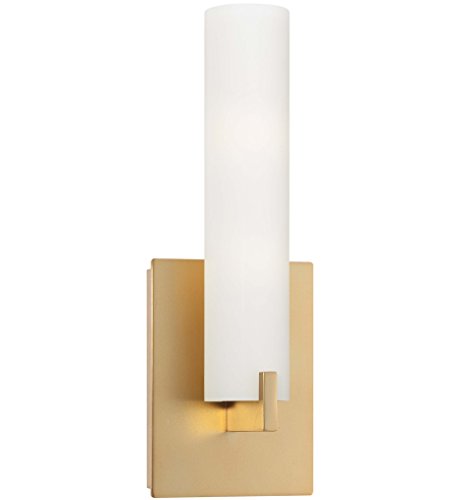Image of GEORGE KOVACS P5040-248-L Tube LED Wall Sconce, 1-Light, 12 Total Watts, 13.25-in H x 4.75-in W, Honey Gold