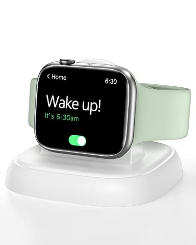 NEWDERY Kabellose Ladestation für Apple Watch 10 Schnellladestation Dock Ständer Magnetische iWatch Ladehalterung Tragbares Mini-Reiseladegerät für iWatch Serie 10/9/8/Ultra/7/6/5/3/2/SE (weiß)