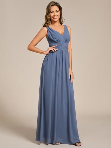 Image of Ever-Pretty Womens Bridesmaid Dress V-Neck Sleeveless A Line Chiffon Floor Length Formal Dress 09016