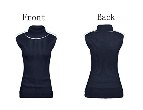 Image of v28 Women Sleeveless High Neck Turtleneck Stretchable Knit Sweater Top