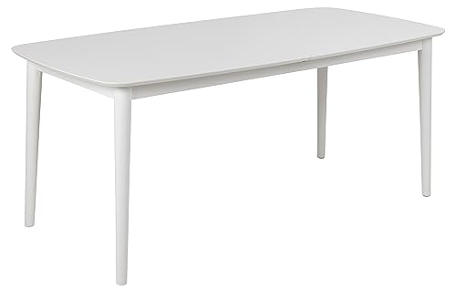 AC Design Furniture Monty Ausziehbarer Esstisch für 6 Personen, Rechteckige Tischplatte in Weiß mit Runden Beinen, Küchentisch mit Ausziehplatte, B: 180 x H: 75 x T: 90 cm