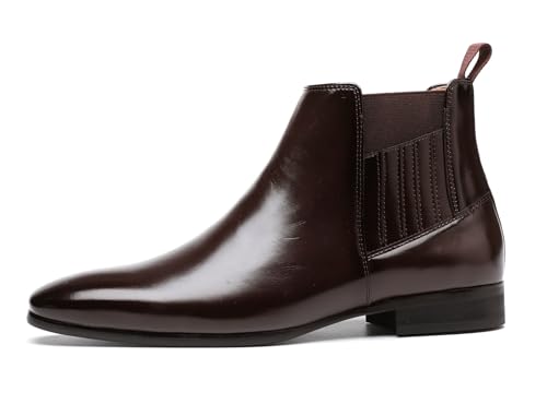 Men's Chelsea Boots Leather Classic Elastic Slip On Chukka Ankle Boots for Men