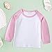 Toddler Long Sleeve Color Block T-Shirts Cotton Crewneck Tees Soft Undershirt Shirt Top for Baby (Pink, 12-18 Months)