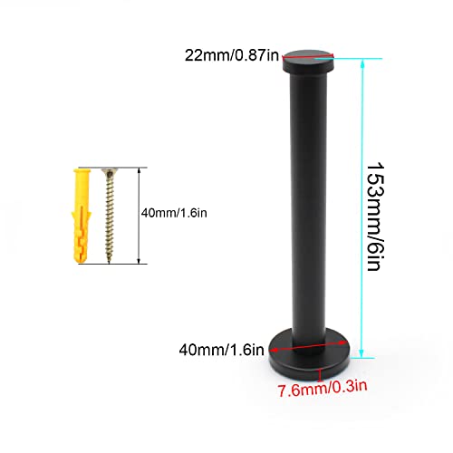 WJUAN 2 Pezzi Ganci da Parete Rotondi Neri, Gancio...