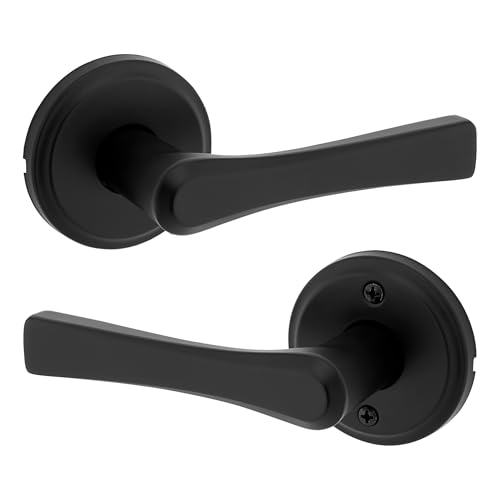 Kwikset Katella Poignée Porte Passage Intérieure Noir Mat Protection Microban