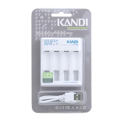 Kandi USB Battery Charger - 4 Bay, AA & AAA, Charging Indicator, Compact