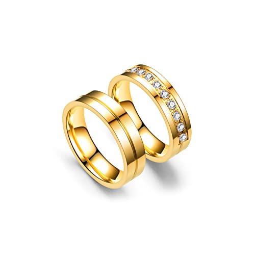 Fashion 18K Gold Stainless Steel Crystal Band Rings