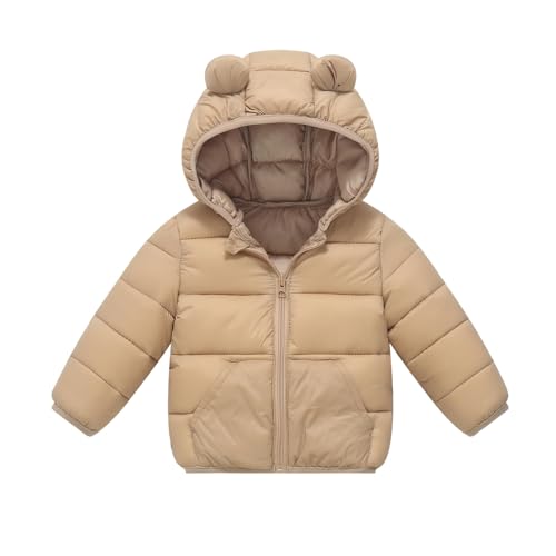 Girls Boys Winter Puffer Coat Cute Bear Ears Hooded Jacket Zipper Up Down Coats Thicken Warm Windproof Snow Outerwear