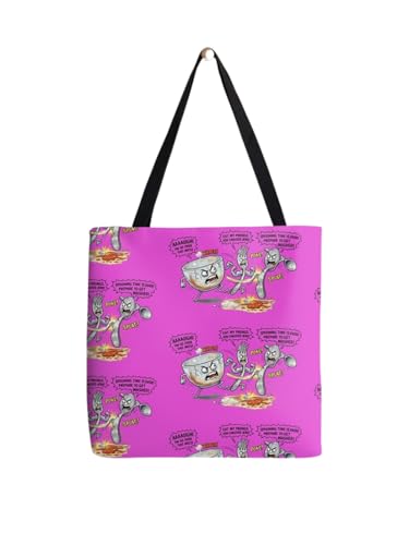Sac fourre-tout de dessin animé en toile avec imprimé humoristique de cuisine
