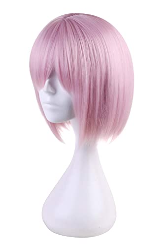 C-ZOFEK Women's Mash Cosplay Wig Light Pink Bob Hair Halloween Costume (Pink)