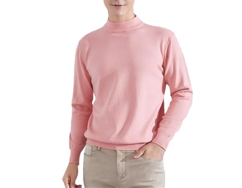 Men's Autumn Winter Sweater Loose Pullover Half High Collar Wool Bottom Tops