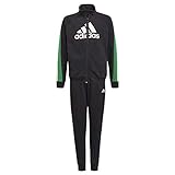 Weicher Stoff adidas Jungen B Bos Cot Trainingsanzug, Top:black/Core Green/White Bottom:black/Vivid Green S21/White, 11 Jahre EU