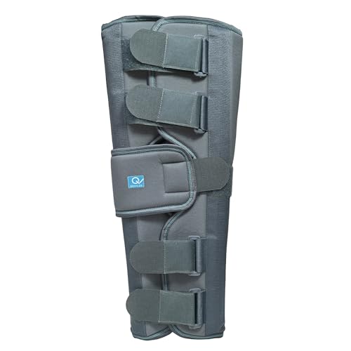 Image of Q DEVICES Long Knee Brace 22 inch Rigid Support, Immobilizes & Stabilizes Knee, & Relieves Pain With Optimal Comfort, Adjustable Strap, Anti Slip Design, Open & Closed Patella Function, Unisex (S)