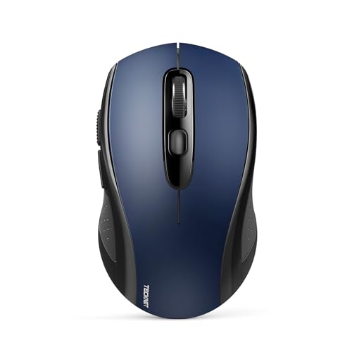 Image of TECKNET 2-in-1 Bluetooth Mouse (BT 5.0 /3.0+2.4Ghz), 6-Level 4000 DPI-Black | BT 5.0 /3.0 & 2.4G wireless mouse with 4000 DPI, silent clicks, ergonomic design, and USB receiver for laptop and PC.