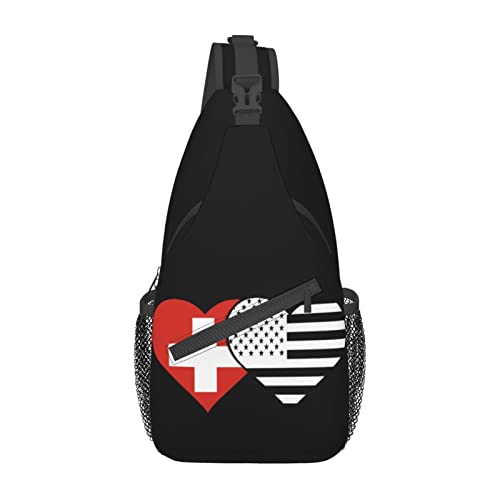 Morrales Crossbody Unisex con Bandera Suiza y Americana miniatura 2