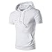 Yiartion Hoodie Herren T-Shirt Sommer Kurzarm mit Kapuze Shirts Mode Einfarbig Muscle Shirt Sweatshirt Männer Sportshirt Hoody Workout Sport Fitness Kapuzenpullover Freizeithemden Tops Bluse