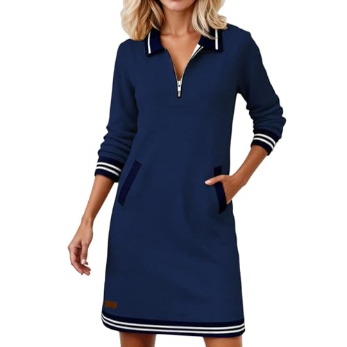 Robe décontractée de qualité supérieure à col revers et poches pratiques