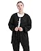 Yearntown 2 Pcs Scrubs Jacket for Women, Nurse Jacket Uniforms Snap Front with 3 Pockets 4-Way Stretch, Black & Navy Blue (Small)