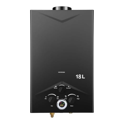 Calentador de Agua a Gas, 18L Calentador de Agua LPG Instantáneo, Calentador de Agua Sin Tanque Con Pantalla LED, Para Duchas al Aire Libre [Clase de eficiencia energética A]