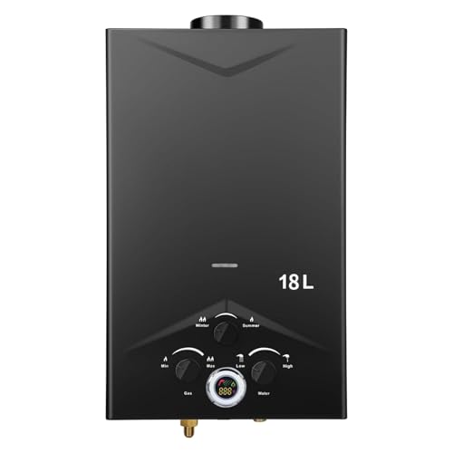 VELPAX Scaldabagno a Gas 18L, All'aperto Portatile Scaldabagno Istantaneo a Propano Con Display Digitale Multi-Protezione Parete senza Serbatoio Scaldacqua Istantaneo Automatico