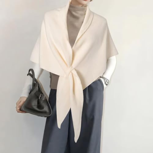 Women's Solid Color Shawl, Knitted Sweater Shawls, Knotted Cardigan Cape, Soft Triangle Shawl Wrap Poncho for Travel4
