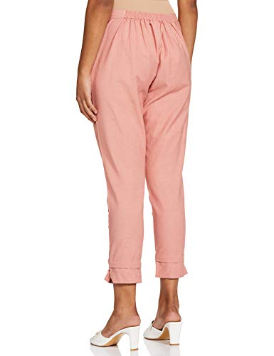 Image of BIBA Cotton Blend Solid Regular Casual Pants