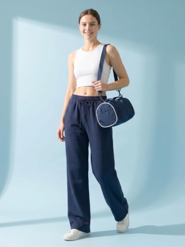 Image of BLINKIN Women's Wide Leg Track Pants | High Waist Cotton Lowers with Side Pockets | Full Length Activewear for Gym, Yoga, Workout & Dance (trk-519)