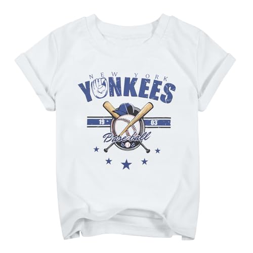 Baseball Shirts for Girls Boys Game Day Short Sleeve Shirt Toddler Kids Baseball Team Fan Tee top White