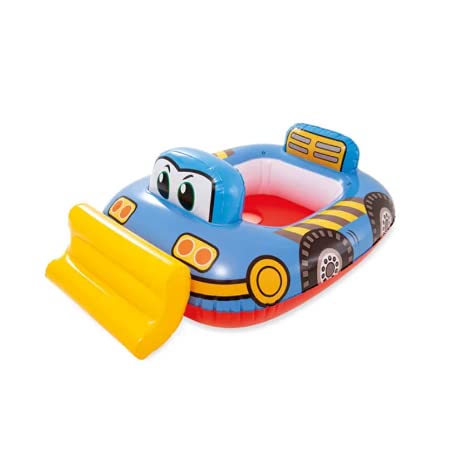 STACKRAID Vehicle Fire Engine Shape Sit Pool Float Tube Boat Beach Water Swimming Pool Tube Inflatable Kiddie Swim Water Ring Swimming Tube Ring for Kids (JCB Swim Tube)
