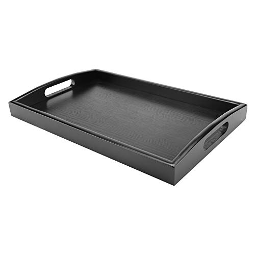 Nimoa Bandeja de Servicio, Gran Bandeja de Madera de Té Bandeja de Bebidas de Agua Desayuno de Madera Bandeja de Servicio de Té con Asa(36 * 23 * 3.5cm)