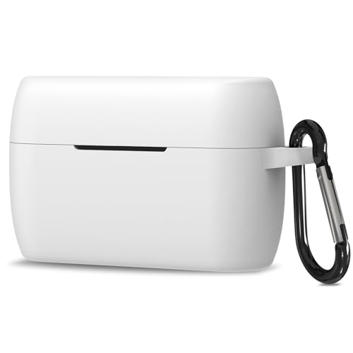 Geekria Capa de silicone compatível com fones de ouvido Jabra Elite 4 Active True Wireless, capa protetora para fones de ouvido com gancho para chaveiro, porta de carregamento acessível, LED frontal