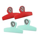 Garneck 4 piezas Clips para Bolsas de Alimentos de Cierre Fuerte y Reutilizable Multiusos para Snacks y Bolsas Domésticas Resistentes y Duraderos Colores Rojo y Verde