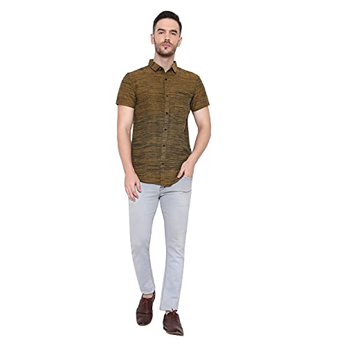 Image of LATEST CHIKAN Men's Cotton Blend Textured Half Sleeves Shirt