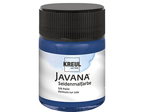 KREUL 8110 - Javana Peinture sur soie en pot de 50 ml, bleu marine, couleur hautement pigmentée et brillante à base d'eau, au caractère fluide et liquide, pénètre profondément dans les fibres