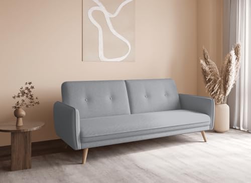 DecoInParis Canapé clic clac en Tissu Gris Clair avec Pieds en Bois Natal
