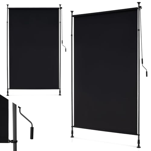 FANTASK Toldo Vertical retráctil con manivela, toldo Vertical Exterior, toldo Extensible para balcón, 150 x 220-310 cm, Color Negro