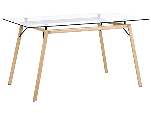 Tavolo da Pranzo Industriale Effetto Legno e Vetro 140 x 80 cm