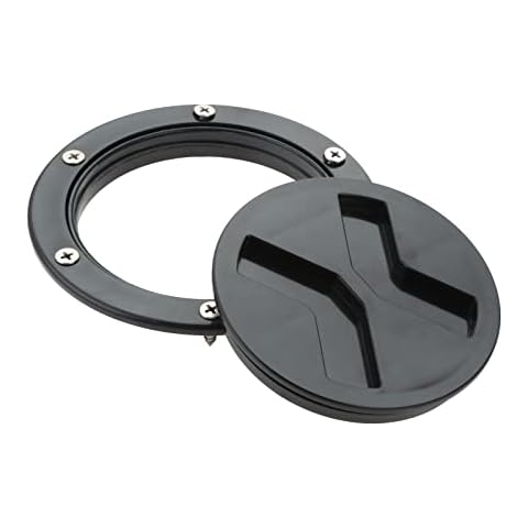 Yetaha Boat Deck Plate Hatch, 4" Non Slip Inspection Hatch Cover Round Detachable Water Tight Lid Cover for Marine Boat Yacht Kayak, with Mounting Screws (Black) Cover
