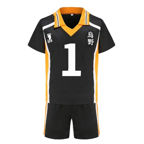 QKNTKF Haikyuu - Disfraz de cosplay de Hinata Shoyo, camisa y pantalones cortos, uniforme de voleibol, equipo de escuela secundaria, traje deportivo para adolescentes y adultos, N.º 1, L
