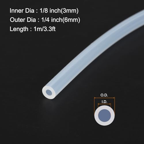 Image of 1m(3.3ft) 3mm(1 /8 inch) ID x 6mm(1 /4 inch) OD Silicone Tubing Clear Industrial Plastic Tubing Pure Silicone Hoses for Pump Siphoning Draining Irrigation Brewing